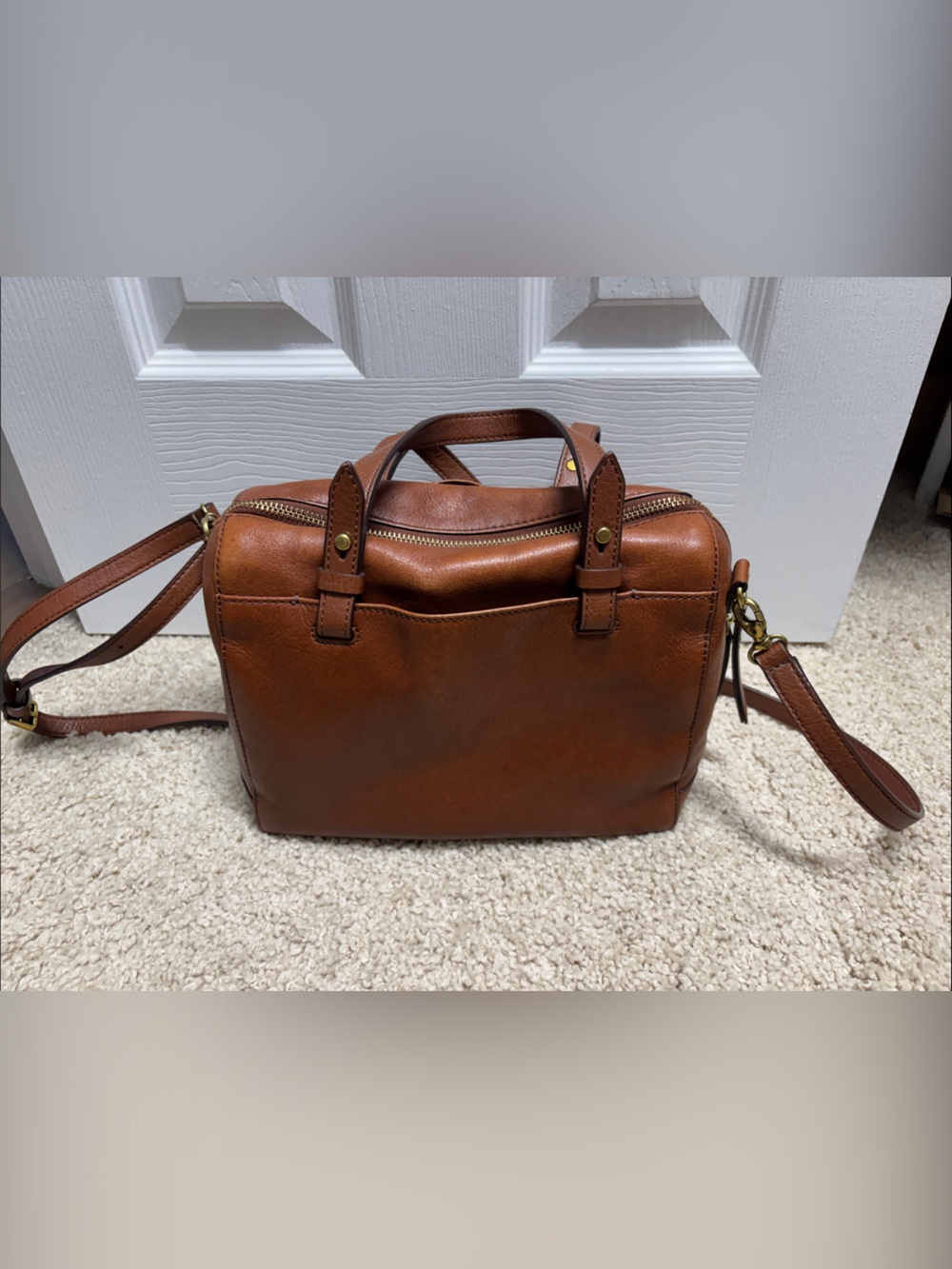 Fossil Brown Leather Crossbody Satchel